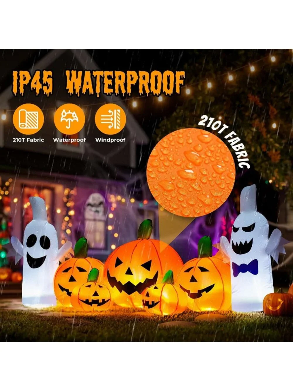 7.5FT Inflatable Halloween Pumpkin Decor with LED Lights for Outdoor Party